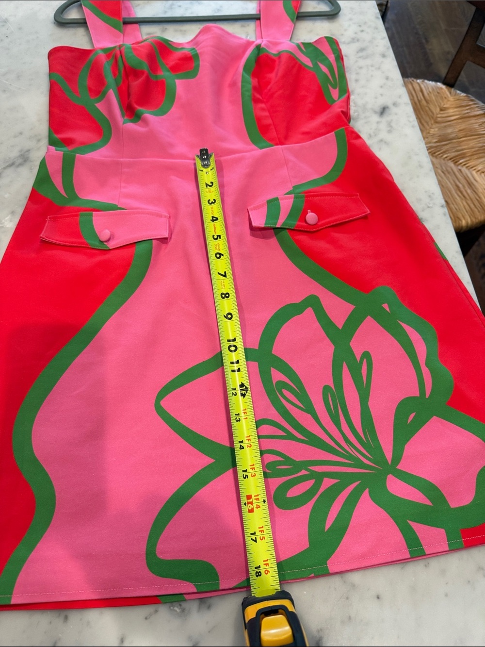 Alden Adair Pink and Red Floral Mini Dress with Green Accents - Picture 7 of 7
